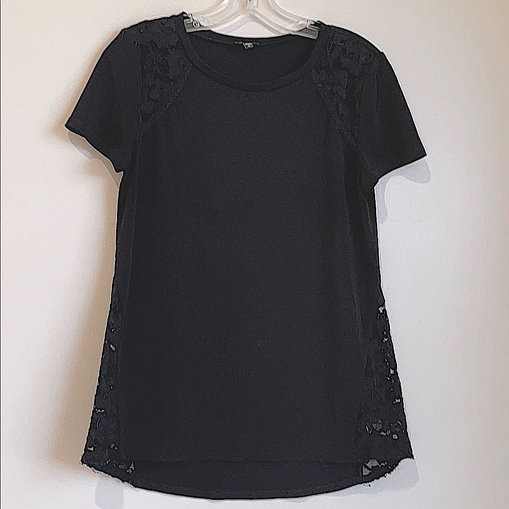 Express lace side mesh panel top, black, size S - Picture 2 of 13